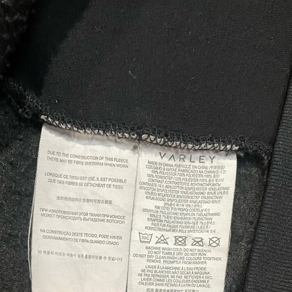 Varley Oakden Pullover Sherpa Teddy Sweatshirt Black Women’s Size Medium Cozy - Picture 5 of 5